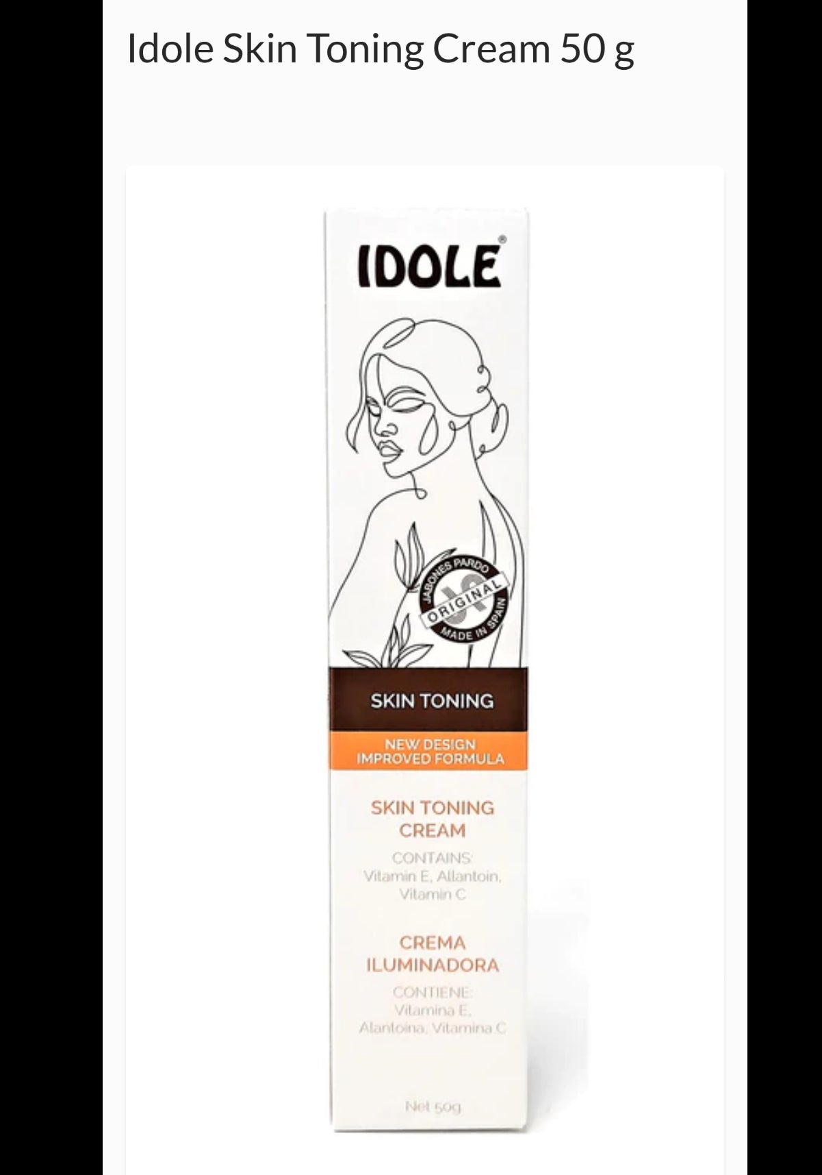 Idole Skin Toning Original Tube Cream (Lady face) 1.76 oz / 50 g idole