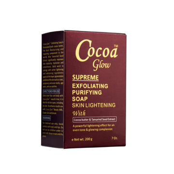 Cocoa Glow Supreme Exfoliating Purifying Skin Lightening Soap 7 oz / 200g