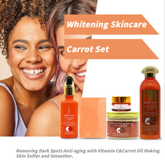 Carrot Whitening Skincare Set with Vitamin C Carrot Oil Removes Dark Spots Natural Skin Anti-Aging Makes Skin Softer and Smooth