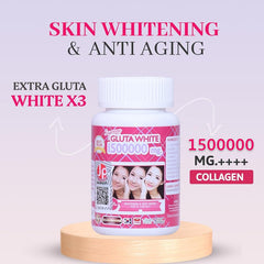 Supreme Gluta White 1500000mg for Skin Lightening, Skin Moisturizer, Collagen Stimulator Healthy Blood Circulation | L-Glutathione 30 Softgels (Pack of 1)