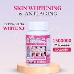 Supreme Gluta White 1500000mg for Skin Lightening, Skin Moisturizer, Collagen Stimulator Healthy Blood Circulation | L-Glutathione 30 Softgels (Pack of 3)