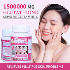 Supreme Gluta White 1500000mg for Skin Lightening, Skin Moisturizer, Collagen Stimulator Healthy Blood Circulation | L-Glutathione 30 Softgels (Pack of 1)