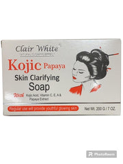 Clair White Kojic Acid, Papaya Extract Skin Clarifying Soap 7oz Clair White