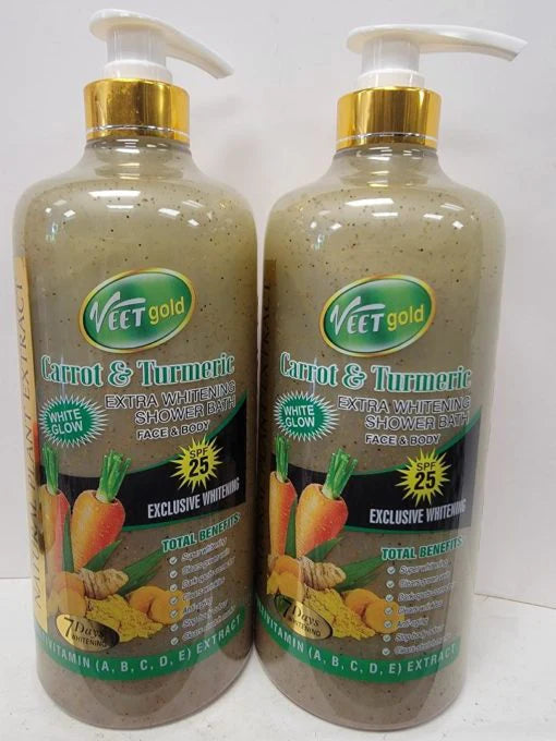 Veetgold carrot & turmeric extra whitening shower gel 1000ML VEETGOLD