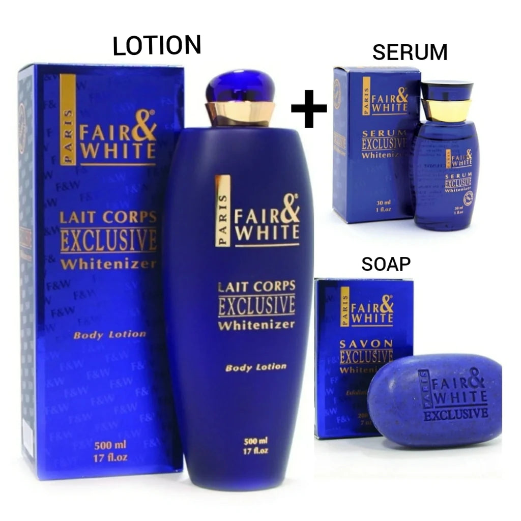 FAIR AND WHITE EXCLUSIVE WHITENIZER BODY LOTION + SERUM + SOAP Fair & White Exclusive