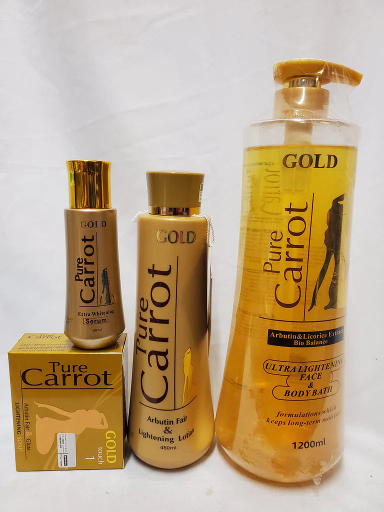 PURE CARROT GOLD ARBUTIN FAIR & LIGHTENING LOTION 5PIC SET PURE CARROT GOLD