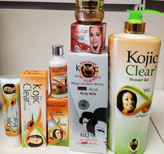 KOJIC CLEAR LIGHTENING BODY LOTION WITH PAPAYA + SERUM + FACE CREAM + SHOWER GEL + TUBE CREAM 5PIC SET KOJIC CLEAR