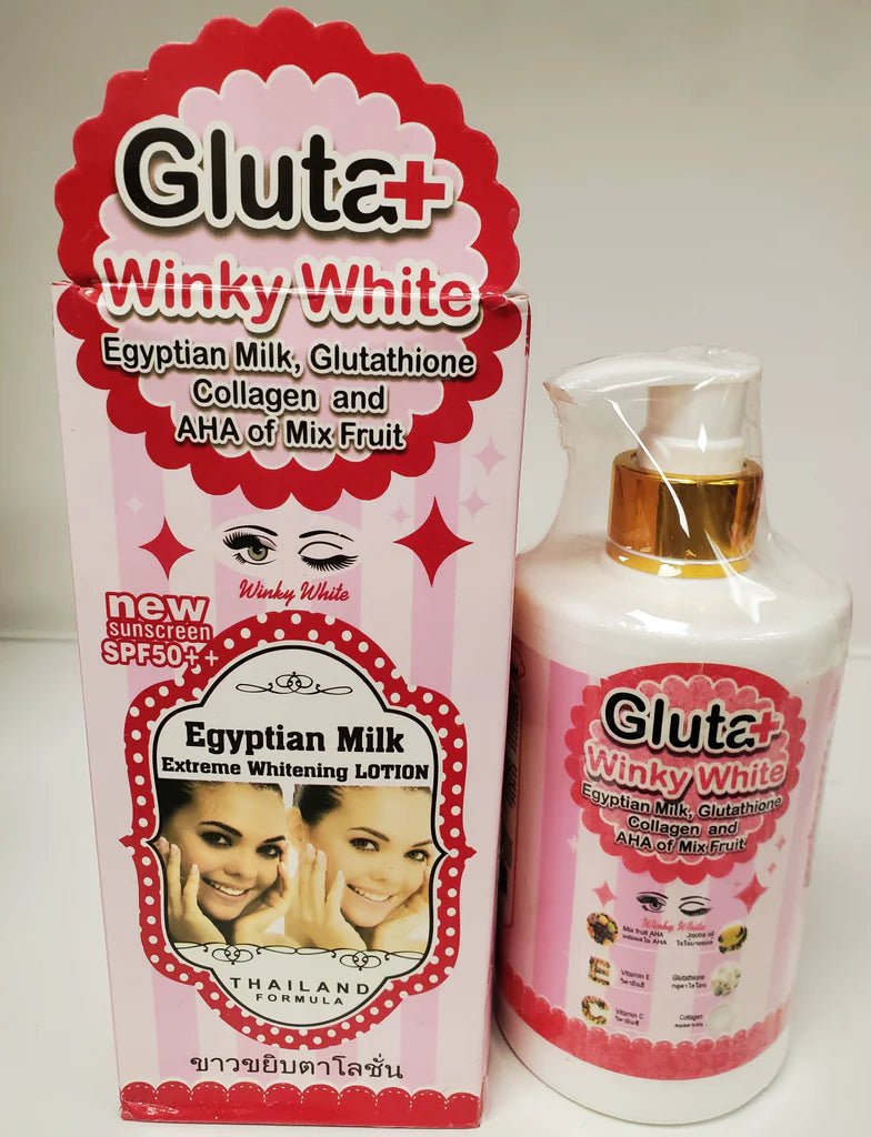 GLUTA WINKY WHITE EGYPTIAN MILK GLUTATION WHITENING LOTION AHA & COLLAGEN GLUTAMASTER