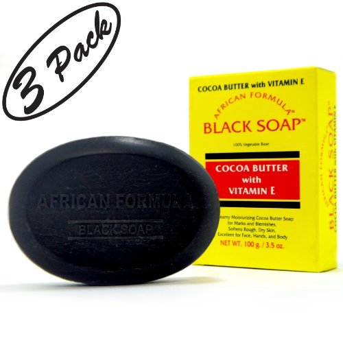 BLACK SOAP African Formula Cocoa Butter Vitamin E Jabon Negro Cacao 3.5oz – 3 PK African Formula