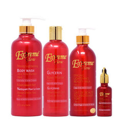 Extreme Glow Lotion Combo-1 (Body Wash 27oz + Glycerin 16.8oz + Lotion 16.8oz + Serum 1.66oz) Extreme glow