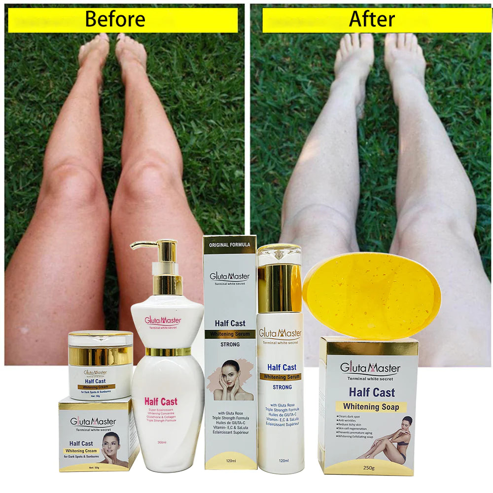 Gluta Master Half Cast Skincare Strong Whitening Set with Vitamine C & Collagen Remove Dark Spots & Stubborn Dirt Whitening Set GLUTAMASTER