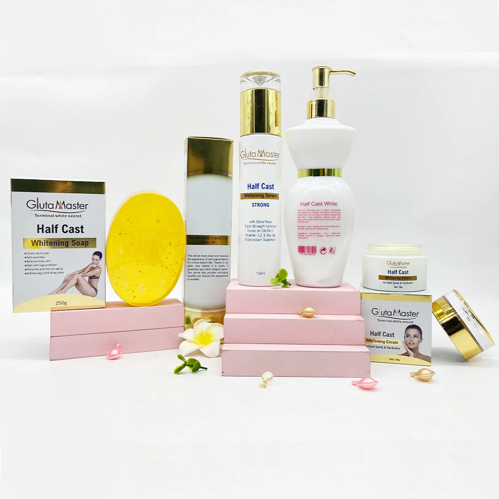 Gluta Master Half Cast Skincare Strong Whitening Set with Vitamine C & Collagen Remove Dark Spots & Stubborn Dirt Whitening Set GLUTAMASTER