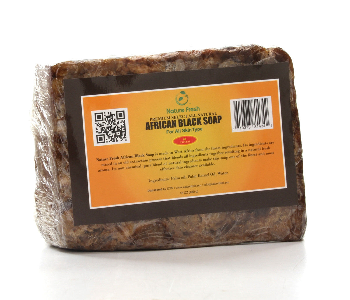 Nature Fresh Premium Select All Natural African Black Soap 16oz / 480g African Black Bar Soap