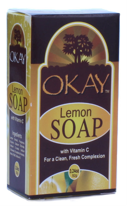 Okay Lemon Soap W/Vit C For Clean,Fresh Complexion 3.24oz/92g OKAY