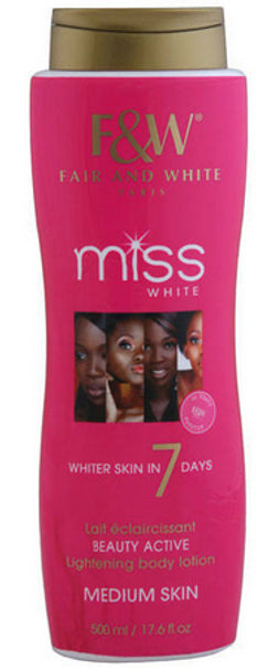 Fair & White Miss White Medium Skin 7 Day (Pink) Body Lotion 500ml/17.6oz Miss White