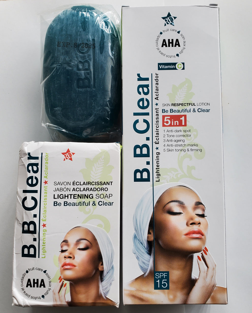 B.B CLEAR SKIN LIGHTENING BODY LOTION + SOAP 2 PIC SET B B CLEAR