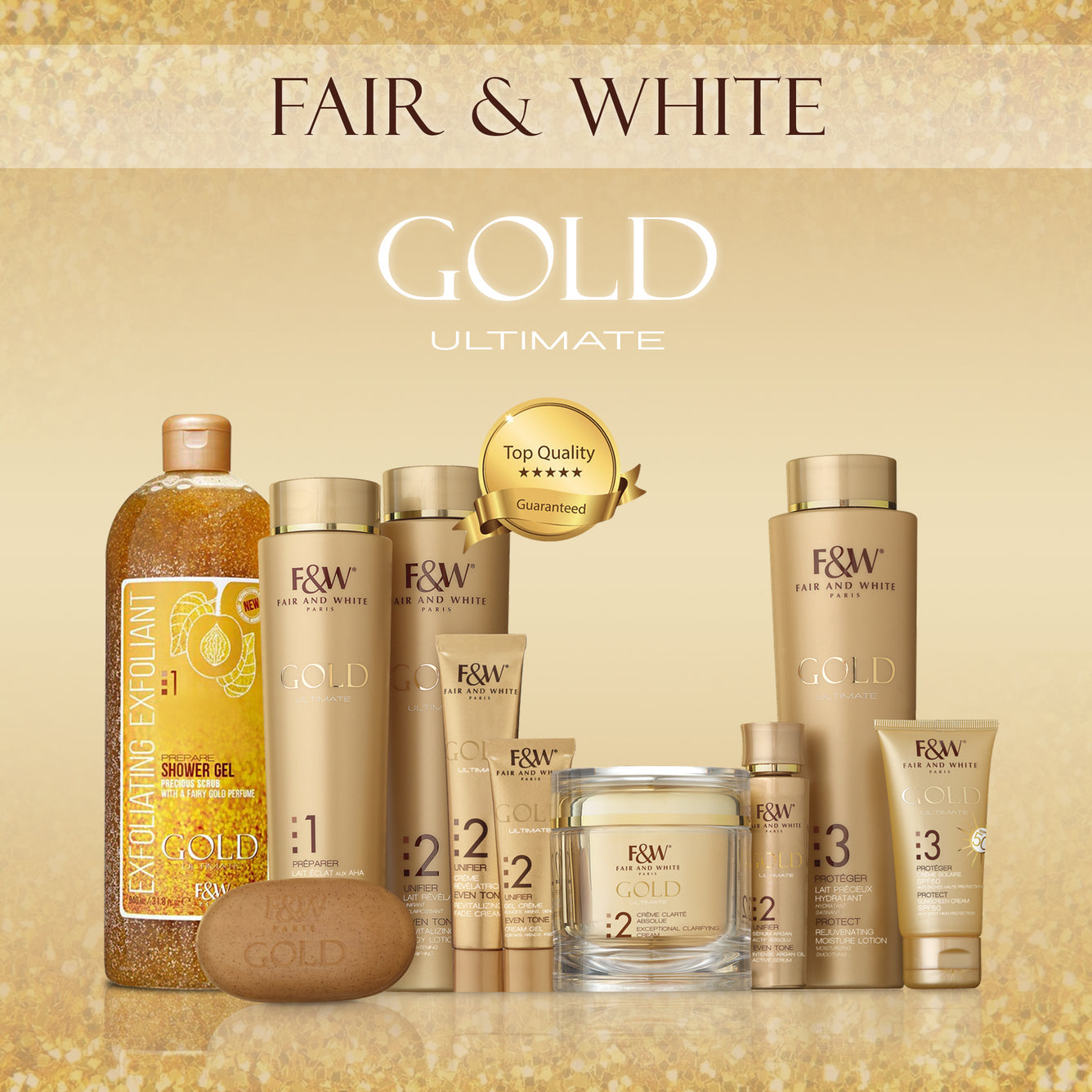 Fair & White Gold Exfoliating Shower Gel scrub NEW - Invigorates skin - 940ml / 31.8 fl oz Fair & White Gold