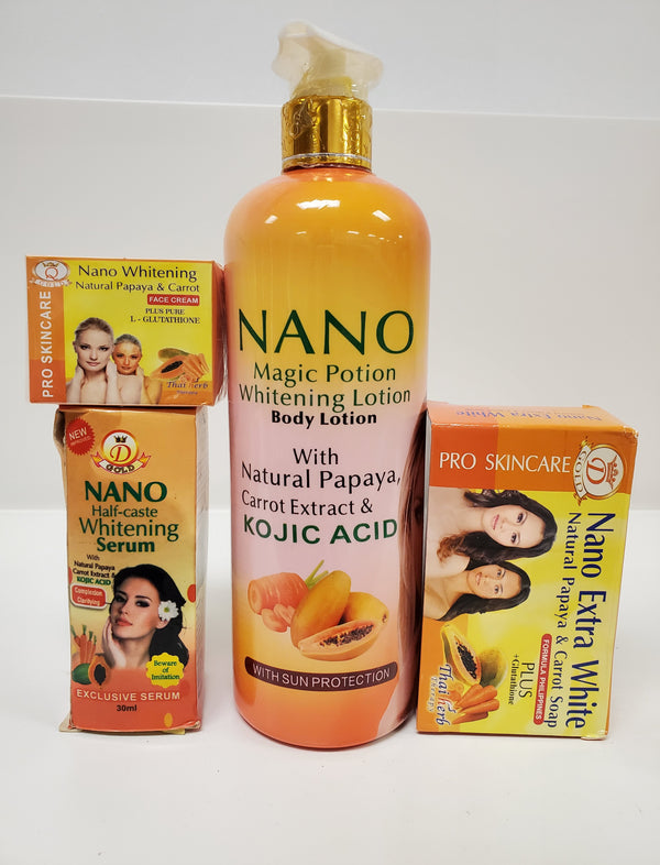 NANO MAGIC POTION WHITENING BODY LOTION + SOAP + SERUM + FACE CREAM+ SOAP Nano Extra White