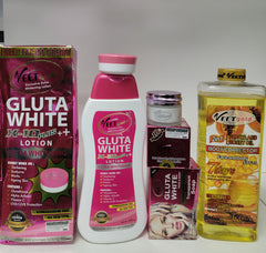 VEETGOLD GLUTA WHITE EXTRA WHITENING LOTION +SOAP + OIL+ FACE CREAM VEETGOLD