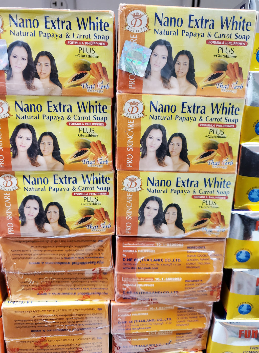 NANO EXTRA WHITE #064 (Yellow) Glutathione, Turmeric+Honey Soap 5.3oz / 160 gr Nano Extra White