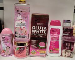 VEETGOLD GLUTA WHITE EXTRA WHITENING LOTION +SOAP + OIL+ FACE CREAM + BODY SCRUB VEETGOLD