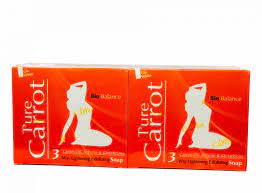 PURE CARROT BIO BALANCE CARROT OIL ARBUTIN & GLUTATHIONE 3 WAY LIGHTENING EXFOLIATING SOAP PURE CARROT GOLD