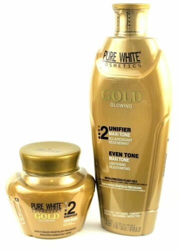 PURE WHITE GOLD GLOWING LOTION 400ml AND JAR CREAM PURE WHITE